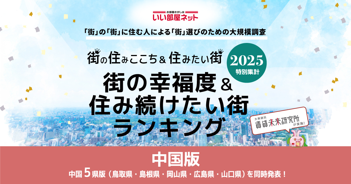 岩国市が「街の幸福度ランキング2025<山口県版>」で<br>第2位にランクインしました！ アイキャッチ